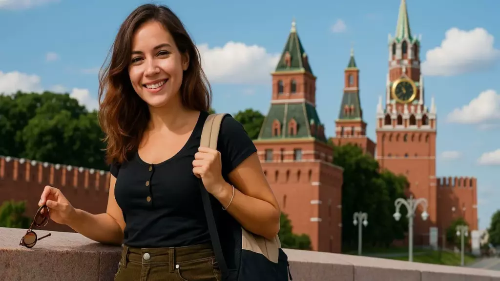 Hình ảnh minh hoạ: Du học sinh quốc tế tại Nga trước điện Kremlin, Moscow hạnh phúc sau quá trình theo đuổi và tự trả lời thành công câu hỏi "Du học Nga nên học ngành gì?"